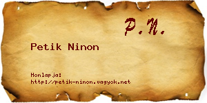 Petik Ninon névjegykártya